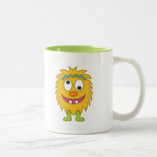 Cute Yellow Monster+Personalize Name Two-Tone Coffee Mug