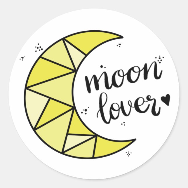 Cute Yellow Moon Lover Geometric Moon Classic Round Sticker (Front)