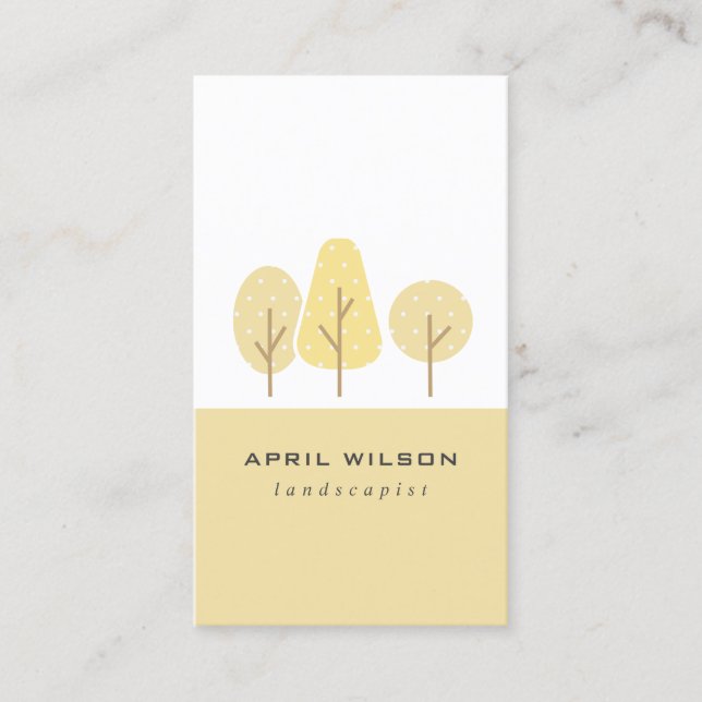 CUTE YELLOW OCHRE TREE TRIO LANDSCAPING SERVICE BUSINESS CARD (Front)
