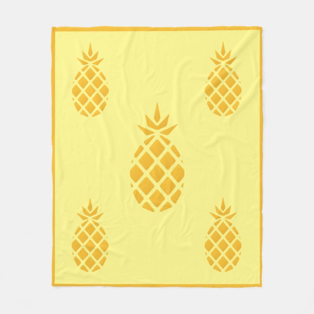 Cute Yellow & Orange Pineapple Fleece Blanket (Front)