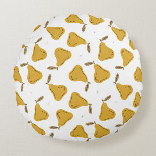 Cute Yellow Pear Fruit Pattern Round Pillow
