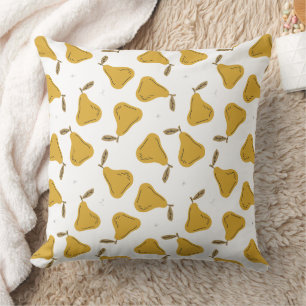 Cute Yellow Pear Fruit Pattern Throw Pillow