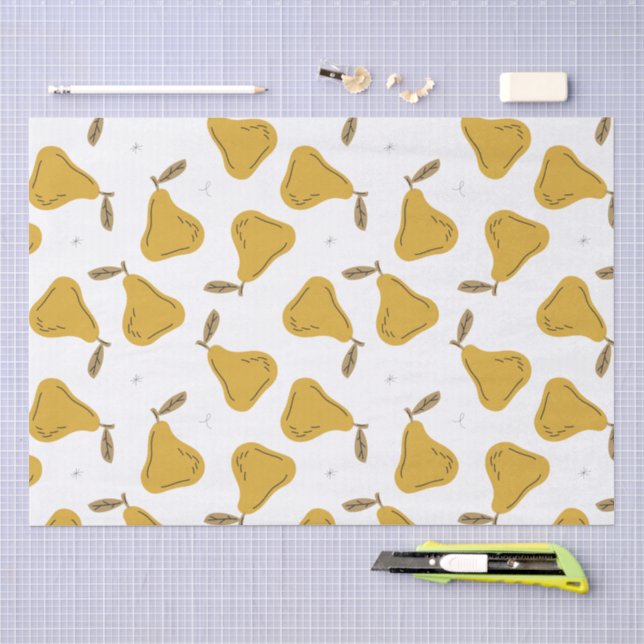 Cute Yellow Pear Fruit Pattern Tissue Paper (Craft)
