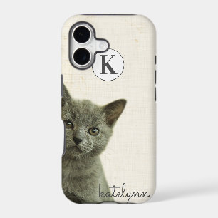 Cute Yellow Peek-a-Boo Kitten Photograph Monogram