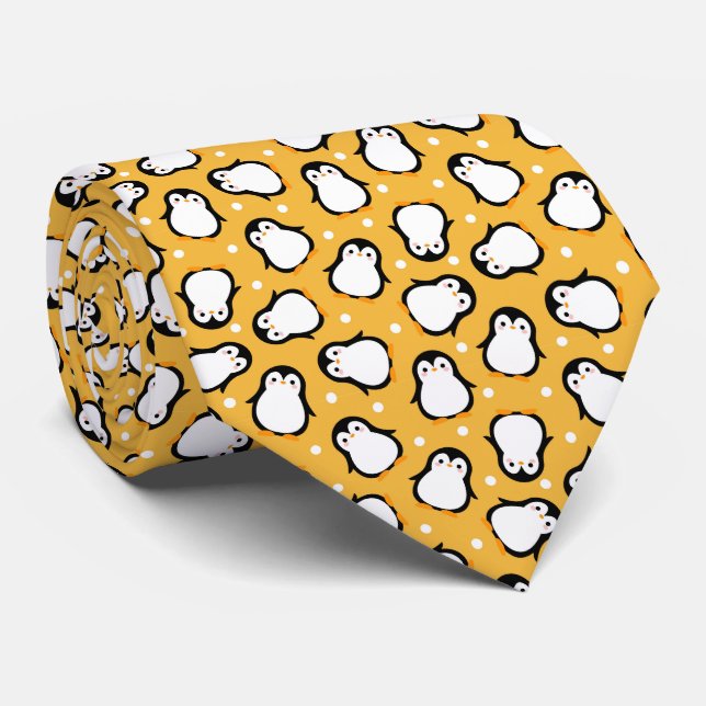 Cute yellow penguin pattern tie (Rolled)