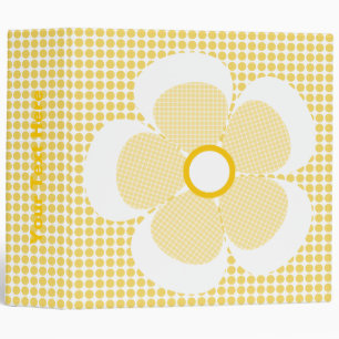 Cute Yellow Plaid Flower On Polka Dot Binders. Binder