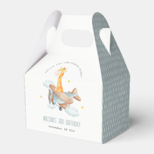 Cute Yellow Plane Giraffe Sky Star Kids Birthday Favor Box