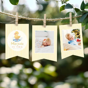 Cute Yellow Pool Duck Photo Birthday Bunting Flags