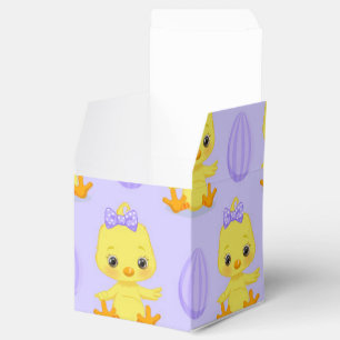Cute Yellow Purple Chicken Easter Pattern Favor Box