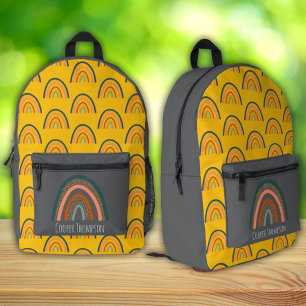 Cute Yellow Rainbow Boys  Printed Backpack