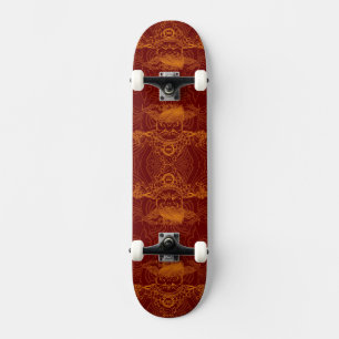 Cute yellow red traditional chinese man face mask skateboard
