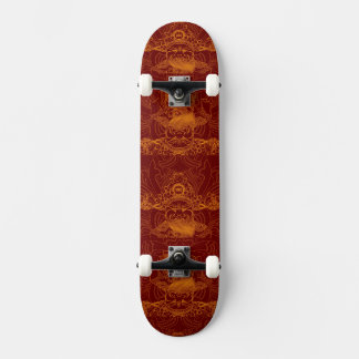 Cute yellow red traditional chinese man face mask skateboard