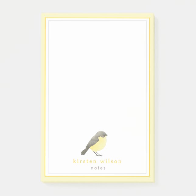 Cute Yellow Robin - Personalized Post-it Notes (Front)