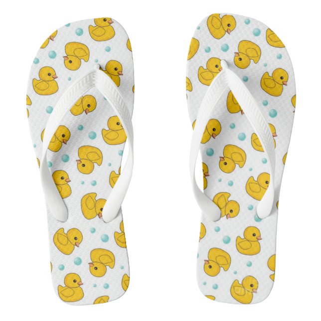 Cute Yellow Rubber Duck Flip Flops (Footbed)
