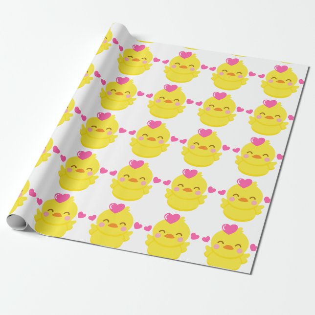 cute yellow rubber duck wrapping paper (Unrolled)