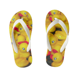 Cute yellow rubber duckies pattern kid's flip flops