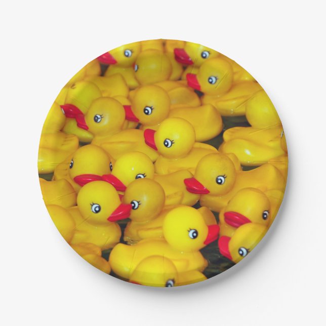 Cute yellow rubber duckies pattern paper plate (Front)