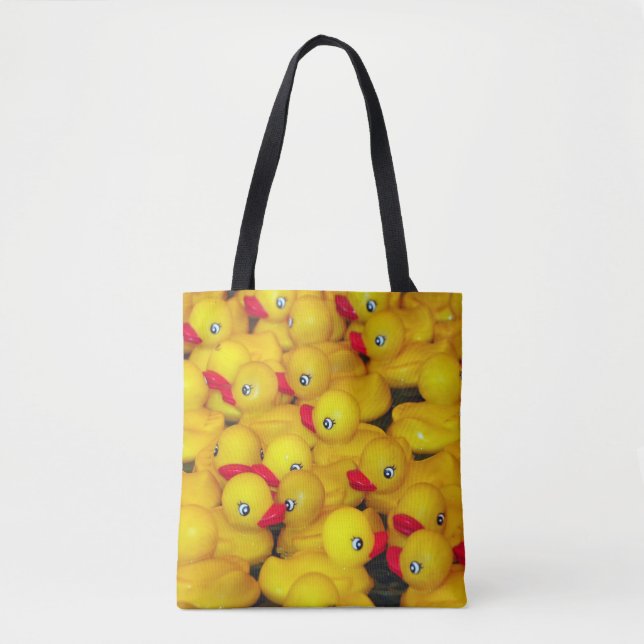 Cute yellow rubber duckies pattern tote bag (Front)