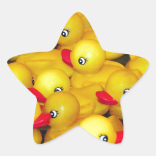 Cute yellow rubber duckies star sticker