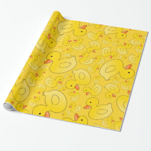 Cute yellow rubber ducks wrapping paper