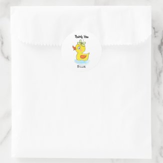 Cute Yellow Rubber Odd Duck Custom Name Thank You