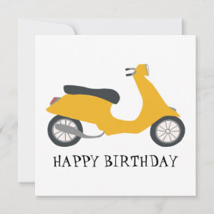 Cute Yellow Scooter Birthday CUSTOMIZE IT Card