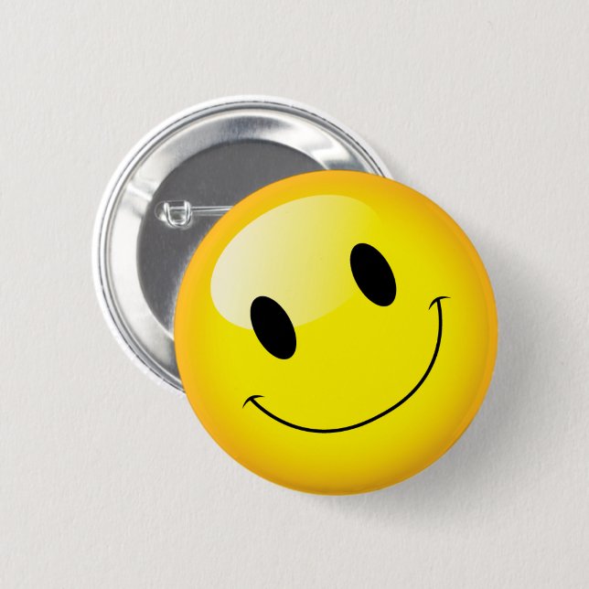 Cute Yellow Smiling Face Emoticon 2 Inch Round Button (Front & Back)