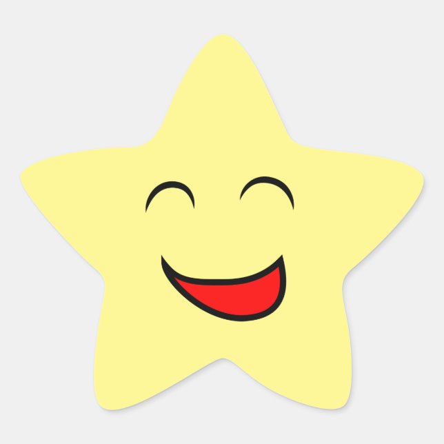 Cute Yellow Smiling Star Encouragement  Star Sticker (Front)