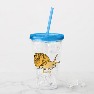 Cute yellow snail cartoon illustration acrylic tumbler