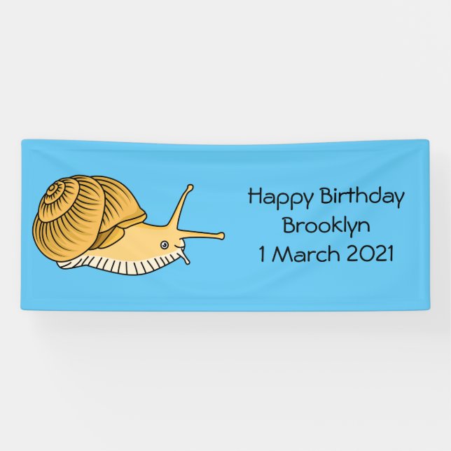 Cute yellow snail cartoon illustration banner (Horizontal)