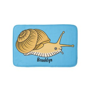 Cute yellow snail cartoon illustration bath mat