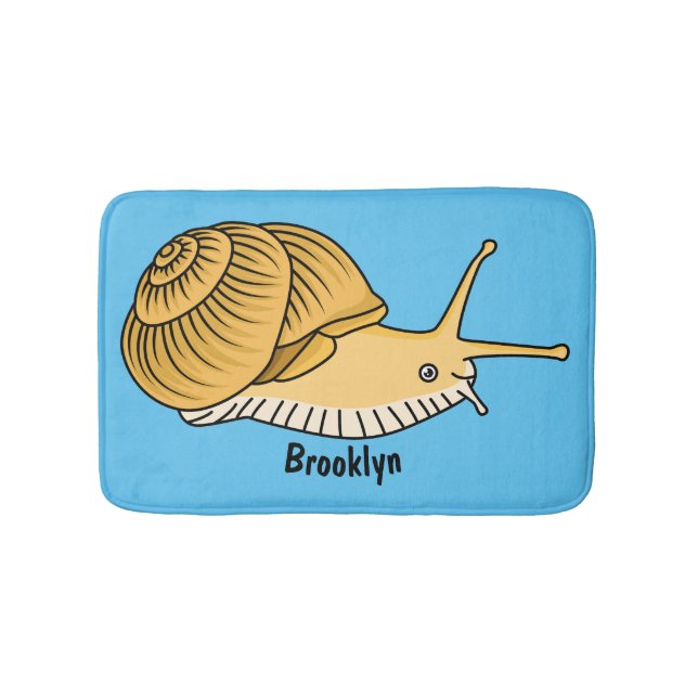 Cute yellow snail cartoon illustration bath mat (Front)