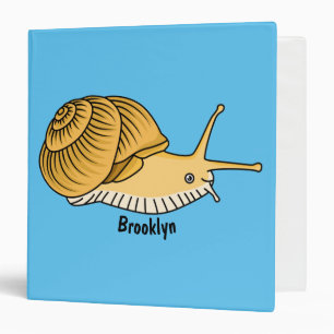 Cute yellow snail cartoon illustration binder