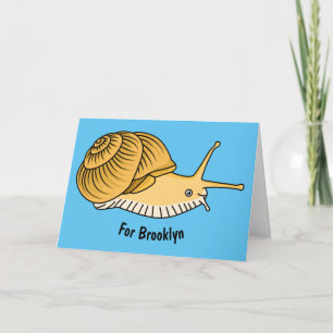 Cute yellow snail cartoon illustration card