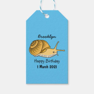 Cute yellow snail cartoon illustration gift tags