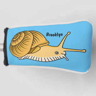 Cute yellow snail cartoon illustration golf head cover