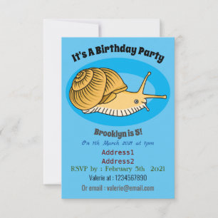 Cute yellow snail cartoon illustration invitation