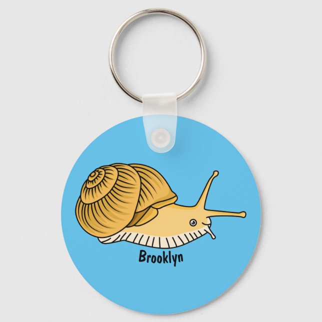 Cute yellow snail cartoon illustration keychain (Front)
