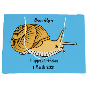 Cute yellow snail cartoon illustration large gift bag