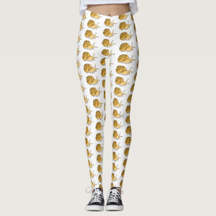 Cute yellow snail cartoon illustration leggings