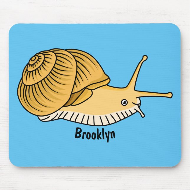Cute yellow snail cartoon illustration mouse pad (Front)