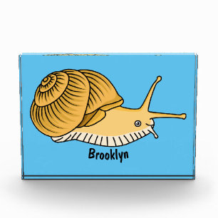 Cute yellow snail cartoon illustration photo block