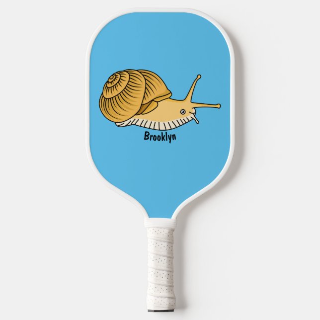 Cute yellow snail cartoon illustration  pickleball paddle (Front)