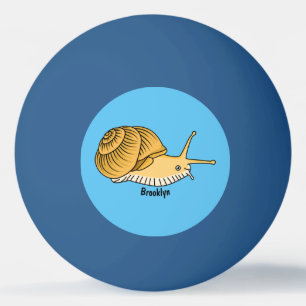 Cute yellow snail cartoon illustration ping pong ball