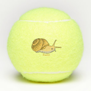 Cute yellow snail cartoon illustration tennis balls