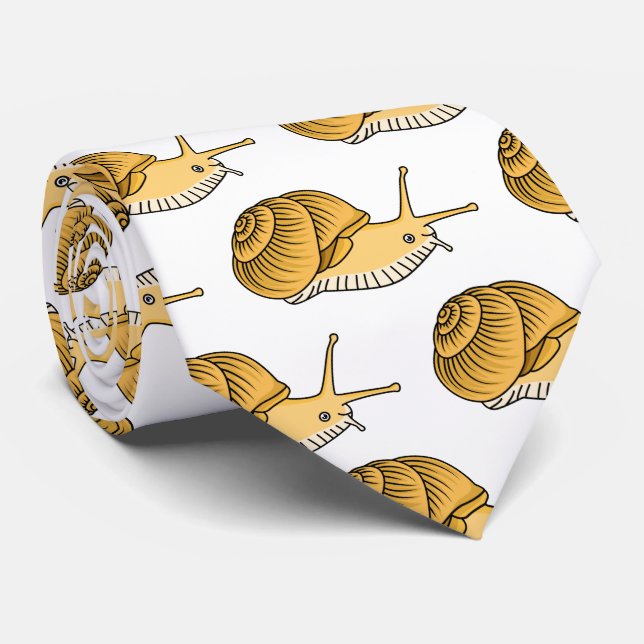 Cute yellow snail cartoon illustration tie (Rolled)