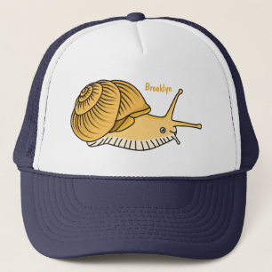 Cute yellow snail cartoon illustration  trucker hat