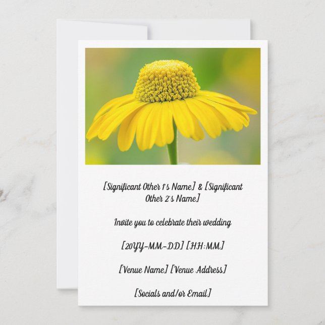 Cute Yellow Sneezeweed Edding Invitation (Front)