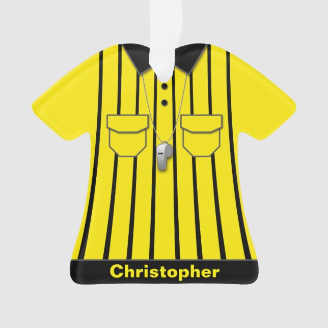 Cute Yellow Soccer Referee Uniform Ornament (Front)