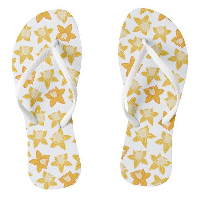 Cute yellow spring daffodil pattern flip flops (Footbed)
